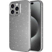 Musal iPhone 15 Pro Max Kılıf Kamera Korumalı Simli Parıltılı Lüks Silikon