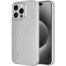 Musal iPhone 15 Pro Max Kılıf Kamera Korumalı Simli Parıltılı Lüks Silikon