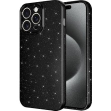 Musal iPhone 15 Pro Max Kılıf Kamera Korumalı Simli Parıltılı Lüks Silikon