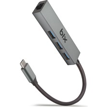 Bix BXC06HB Type-C'den 3 Bağlantı Noktalı Gigabit Ethernet USB 3.2 Hub