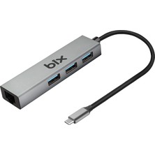 Bix BXC06HB Type-C'den 3 Bağlantı Noktalı Gigabit Ethernet USB 3.2 Hub