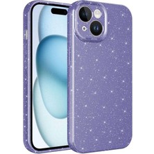 Musal iPhone 15 Plus Kılıf Kamera Korumalı Simli Parıltılı Lüks Silikon