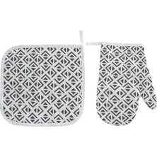 Menderes Home Cotton Collection Döşemelik Tutacak+Eldiven Lily Gri