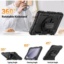 MTK Moveteck Samsung Galaxy Tab A9 8.7 Inç SM-X110 Tablet Uyumlu Kılıf Tam Koruyucu Askılı Defender Zırh Tank Armor Military