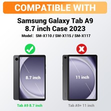 MTK Moveteck Samsung Galaxy Tab A9 8.7 Inç SM-X110 Tablet Uyumlu Kılıf Tam Koruyucu Askılı Defender Zırh Tank Armor Military