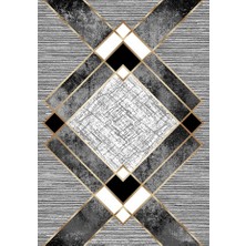Mutlu Çeyiz Geometrik Desenli Süngerli Lastikli Kaymaz Yıkanabilir Halı Örtüsü