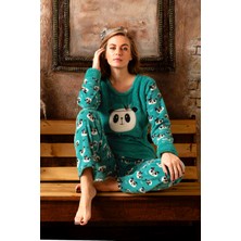 Nisanca Kışlık Kadın Welsoft Polar Pijama Takımı - Yeni Yıl Pijaması