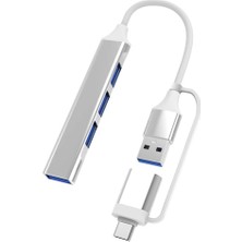 Type C - USB 1X 3.0 Hub 4 Bağlantı Noktalı USB Çoklayıcı 4'ü 1 Arada Bağlantı İstasyonu