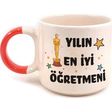 Mor Mürekkep Yılın En Iyi Öğretmeni Baskılı Kırmızı Kulplu P Öğretmenler Günü Kupa