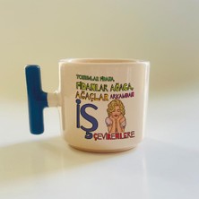 Mor Mürekkep Tohumlar Fidana, Fidanlar Ağaca Baskılı Mavi Kulplu T Kupa