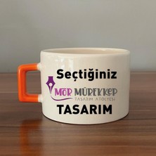 Seçtiğin Mor Mürekkep Tasarım & Isim Turuncu Kulplu C Fincan