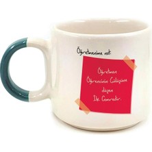 Mor Mürekkep Öğretmenime Not: Öğretmen Öğrencinin Gülüşüne Düşen Ilk Cemredir Baskılı Yeşil Kulplu P Kupa