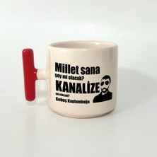 Mor Mürekkep Millet Sana Mı Kanalize Olacak? Baskılı Kırmızı Kulplu T Kupa