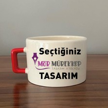 Seçtiğin Mor Mürekkep Tasarım & Isim Kırmızı Kulplu C Fincan