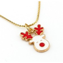 Solfera Yılbaşı Yeni Yıl Geyik Noel Çelik Zincir Kadın Kolye Q0755