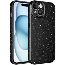 Musal iPhone 15 Kılıf Kamera Korumalı Simli Parıltılı Lüks Silikon