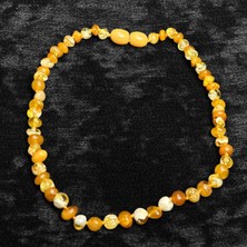 Sırlı Sepet Damla Kehribar Bebek Kolyesi (Balkız)