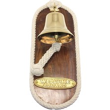 Keyfim Shop Masif Ağaç Üzeri Pirinç Denizci Duvar Çanı 50*17 cm