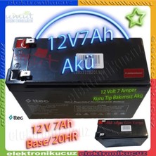 Ttec 12 Volt 7 Amper Kuru Akü 12V 7A Akü Ups Aküsü Kesintisiz Güç Kaynağı Aküsü Pili Bataryası