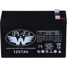Pi-Es 12 Volt 7A Akü 12 Volt 7 Amper Kuru Akü 12V 7AH Akülü Araba Uyumlu 12 Volt 7 Amper 12V 7AH 20HR