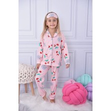 Lolliboom Kids Kiraz Desen Düğme Kapama Pijama Takımı Göz Uyku Bandı