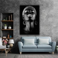 Canvasum Afrikalı Siyahi Gümüş Küpeli Kadın Afrıcan Woman Kanvas Tablo AR030115