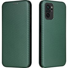 4U Sky Otomatik Emilen Stant Karbon Fiber Doku Xiaomi Için Deri Kabuk Kapağı Not 10 4g/redmi Not 10S/POCO M5S 4g-Green (Yurt Dışından)