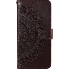 4U Sky Xiaomi 12 Pro 5g /12S Pro 5g /12 Pro (Boyut) 5g Baskılı Mandala Pot Deri Deri Deri Şok Geçirmez Kapak Standı Tpu Iç Kabuk Strap-Brown (Yurt Dışından)