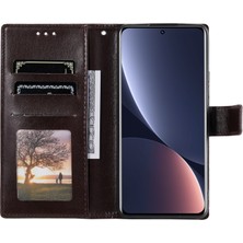 4U Sky Xiaomi 12 Pro 5g /12S Pro 5g /12 Pro (Boyut) 5g Baskılı Mandala Pot Deri Deri Deri Şok Geçirmez Kapak Standı Tpu Iç Kabuk Strap-Brown (Yurt Dışından)