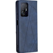 4U Sky Rhombus Benzeri Deri Deri Stand Koruyucu Telefon Kılıfı, Xiaomi 11T/11T Pro-Blue Için Kart Yuvalı Kabuk Kabuğu (Yurt Dışından)