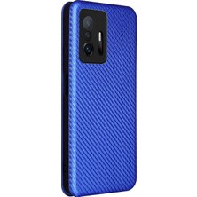 4U Sky Karbon Fiber Doku Hassas Kesim Otomatik Absorbed Anti Drop Anti Deri Telefon Kılıf Kapağı, Xiaomi 11T/11T Pro-Mavi Için Kart Yuvalı (Yurt Dışından)