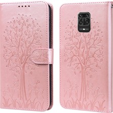 4U Sky Baskılı Elk ve Ağaç Deseni Cüzdan Deri Deri Telefon Kılıfı Xiaomi Redmi Için Stand Standı Kabuğu Note 10 Lite-Pink (Yurt Dışından)