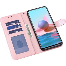 4U Sky Baskılı Elk ve Ağaç Deseni Cüzdan Deri Deri Telefon Kılıfı Xiaomi Redmi Için Stand Standı Kabuğu Note 10 Lite-Pink (Yurt Dışından)