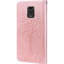 4U Sky Baskılı Elk ve Ağaç Deseni Cüzdan Deri Deri Telefon Kılıfı Xiaomi Redmi Için Stand Standı Kabuğu Note 10 Lite-Pink (Yurt Dışından)