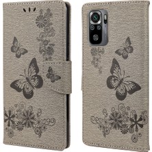 4U Sky Baskılı Kelebekler Çiçek Deri Cüzdanı Xiaomi Redmi Için Stand Kılıfı Not 10 4g/not 10S/POCO M5S 4g-Purple (Yurt Dışından)