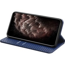 4U Sky Flip Tasarım Manyetik Otomatik Absorbed Karbon Fiber Doku Stand Cüzdanı Pu Deri Kılıf Kapağı, Xiaomi Mi 11 Lite 4g/5g/11 Lite 5g Ne-Blue (Yurt Dışından)