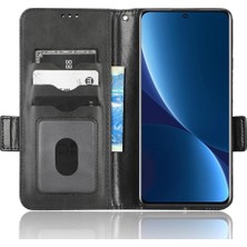 4U Sky Xiaomi 12 Pro 5g/12 Pro (Boyut) Için 5G/12S Pro 5g Baskılı Üçgen Desen Şok Geçirmez Kılıf Stand Pu Deri Telefon Kapak Black (Yurt Dışından)