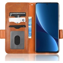 4U Sky Xiaomi 12 Pro 5g/12 Pro (Boyut) Için 5G/12S Pro 5g Baskılı Üçgen Desen Şok Geçirmez Kılıf Stand Pu Deri Telefon Kapak-Kahverengi (Yurt Dışından)