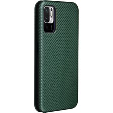 4U Sky Karbon Fiber Doku Xiaomi Redmi Için Kart Yuvası ve Halka Kayışı ile Otomatik Absorlanmış Deri Kılıf Not 10 5g/poco M3 Pro 4g/5g-Green (Yurt Dışından)