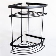 Decordem Banora Basic 2 Raflı Köşe Askı, Duş Rafı, Şampuanlık, Siyah