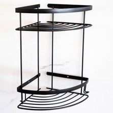 Decordem Banora Basic 2 Raflı Köşe Askı, Duş Rafı, Şampuanlık, Siyah