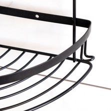 Decordem Banora Basic 2 Raflı Köşe Askı, Duş Rafı, Şampuanlık, Siyah