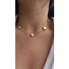 Vi Store Beyaz Sedefli Çelik Van Cleef Kolye