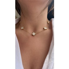 Vi Store Beyaz Sedefli Çelik Van Cleef Kolye