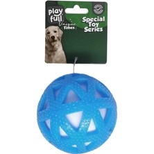 Colezium CLZ205 Işıklı Üçgen Desenli Plastik Top Köpek Oyuncağı 7,5 cm Mavi