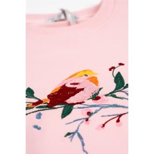 Adisia Kız Bebek Uzun Kollu Kuş Nakışlı Sweatshirt