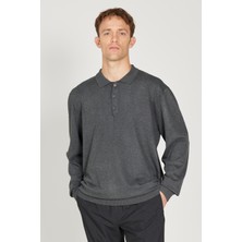 ALTINYILDIZ CLASSICS Erkek Antrasit-Melanj Standart Fit Normal Kesim Polo Yaka Triko Kazak