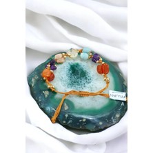NBS Beautiful Naturel Stones Aslan Burcu Doğal Taş Ametist, Akik, Güneş, Sitrin, Amazonit Bileklik