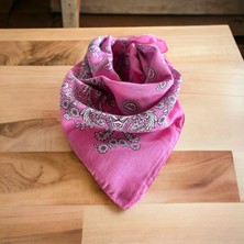 Als Accessories Pembe Renk Içerisinde Beyaz Çiçek Desenli %100 Koton Bandana