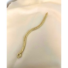 Emy By Emel Luxury Silver Jewelry Altın Kaplama Gemici Kilitli Gurmet Zincir Bileklik 925 Ayar Gümüş